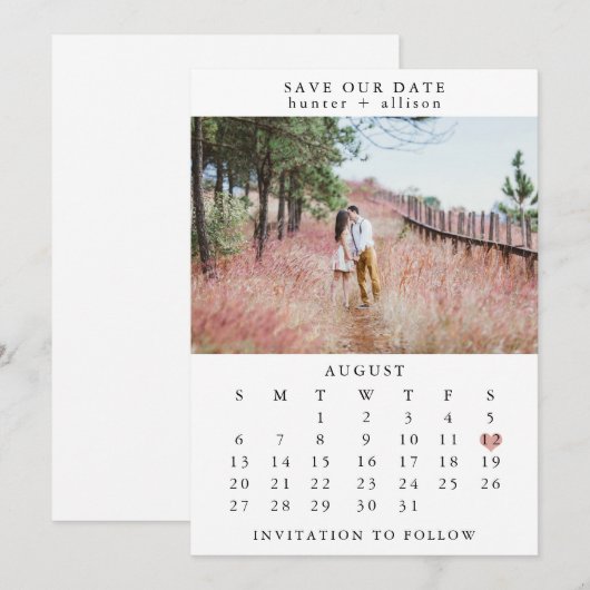 Foto: Date Calendar opslaan Save The Date (Voorkant / Achterkant)