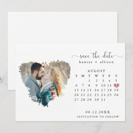 Foto: Date Calendar opslaan Save The Date (Voorkant / Achterkant)