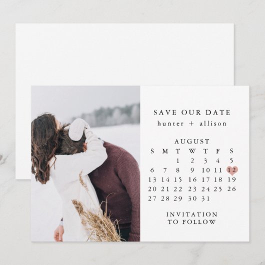 Foto: Date Calendar opslaan Save The Date (Voorkant / Achterkant)