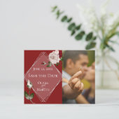Foto: Date Wine en Blush Rozen opslaan Briefkaart (Staand voorkant)