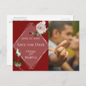 Foto: Date Wine en Blush Rozen opslaan Briefkaart (Voorkant / Achterkant)