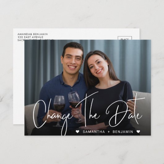 Foto: Datum aankondiging huwelijk wijzigen Briefkaart (Voorkant / Achterkant)