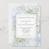 Foto Datum wijzigen Groene bladeren Winter Save The Date (Voorkant)