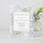 Foto Datum wijzigen Groene bladeren Winter Save The Date (Staand voorkant)