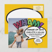 Foto datumwijziging leuk modern stripstijl briefkaart (Voorkant / Achterkant)