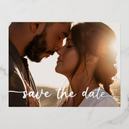 Foto De datum opslaan Folie Briefkaart - Silver