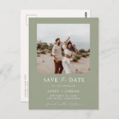 Foto De datum opslaan, Sage Green Boho De datum op Briefkaart (Voorkant / Achterkant)