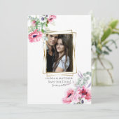 FOTO DE DATUM OPSLAAN | Waterverf Pink Poppy Kaart (Staand voorkant)