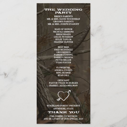 Foto De jacht is over Camo bruiloft programma's (Achterkant)