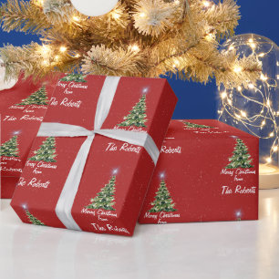 Foto de la familia Rode Vrolijk Kerstfeest Cadeaupapier