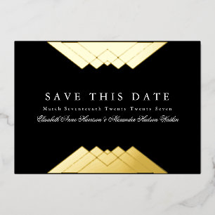 Foto Deco Zwart Geometrisch Goud Save the Date Folie Uitnodiging