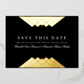 Foto Deco Zwart Geometrisch Goud Save the Date Folie Uitnodiging (Voorkant)