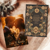 Foto Decoratieve Bloemen Art Nouveau Bruiloft Bedankkaart