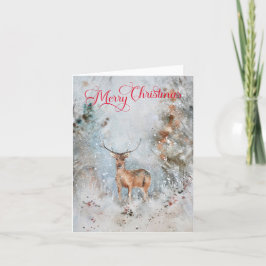 Foto Deer Rustic Winter Merry Kerstmis Feestdagen Kaart