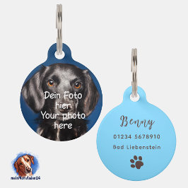 Foto deines Haustieres | blau Huisdierpenning