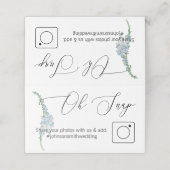 Foto Delen Gevouwen tafelkaart Blauw Bloemen Plaatskaartje (Buitenkant ongevouwen)