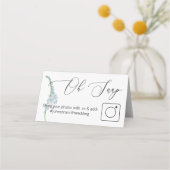 Foto Delen Gevouwen tafelkaart Blauw Bloemen Plaatskaartje (Achterkant)