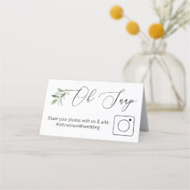 Foto Delen Gevouwen tafelkaart #hashtag groen Plaatskaartje