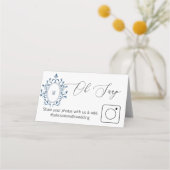 Foto Delen Vouwbare tafelkaart Teal Monogram Plaatskaartje (Achterkant)