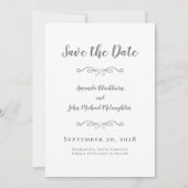 Foto Delicate Script Romantic Calligraphy Gray Save The Date (Voorkant)