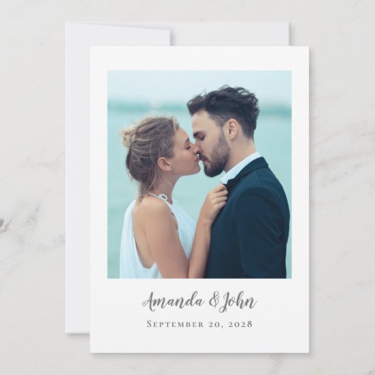 Foto Delicate Script Romantic Calligraphy Gray Save The Date (Achterkant)