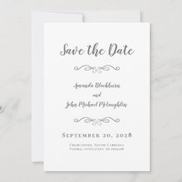 Foto Delicate Script Romantic Calligraphy Gray Save The Date