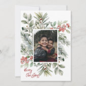Foto Dennengroen Hulst Rode Prettig Kerstfeest Feestdagenkaart (Voorkant)