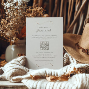 Foto/Details Herfst Ivoor & Ash Wedding RSVP Kaart