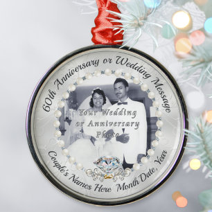 FOTO Diamond, 60th Wedding Anniversary Ornaments Metalen Ornament