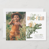 Foto Dino-Four verjaardagsuitnodiging Kaart (Voorkant)