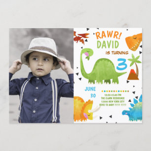 Foto Dinosaur Birthday Invitation Boy Kaart