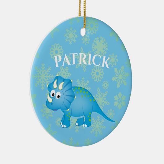 Foto Dinosaur Cute Blue Kinderen Keramisch Ornament (Rechts)
