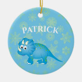 Foto Dinosaur Cute Blue Kinderen Keramisch Ornament (Voorkant)