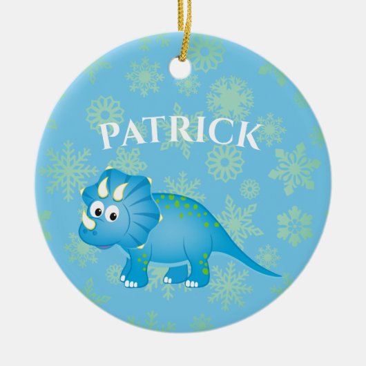 Foto Dinosaur Cute Blue Kinderen Keramisch Ornament (Voorkant)