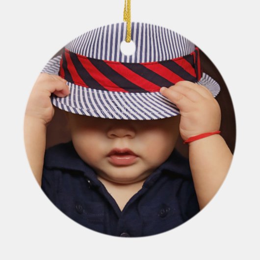 Foto Dinosaur Cute Blue Kinderen Keramisch Ornament (Achterkant)