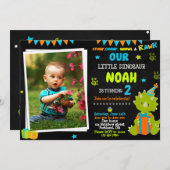 Foto: Dinosaur verjaardagsfeest Dinosaur Kaart (Voorkant / Achterkant)