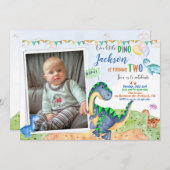 Foto: Dinosaur verjaardagsuitnodiging Dino-mite pa Kaart (Voorkant / Achterkant)