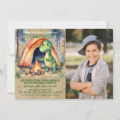 Foto Dinosaurus Campout Sleepover Verjaardagsfeest Kaart (Voorkant)