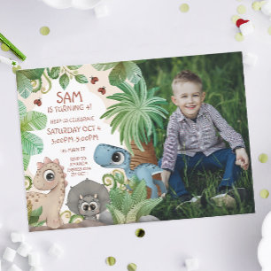 Foto Dinosaurus Kinderen Verjaardag Kaart