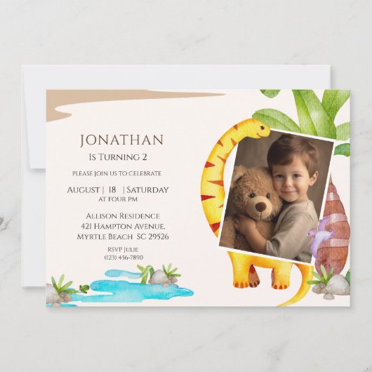 Foto Dinosaurus Thema Oerwoud Verjaardag Kaart (Voorkant)