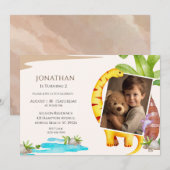 Foto Dinosaurus Thema Oerwoud Verjaardag Kaart (Voorkant / Achterkant)