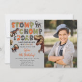 Foto Dinosaurus Typografie Cool Verjaardag Kaart (Voorkant)