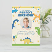Foto Dinosaurus Verjaardagsfeestje Kaart (Staand voorkant)