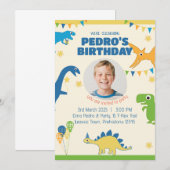 Foto Dinosaurus Verjaardagsfeestje Kaart (Voorkant / Achterkant)