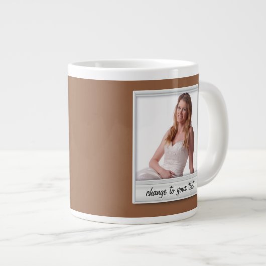 foto direct - fotoframe - op bruin grote koffiekop (Voorkant rechts)