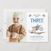 Foto Dirt Bike Derde Verjaardag Uitnodiging (Voorkant)