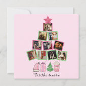 Foto Dit Het Seizoen Roze & Groene Kerstmis Feestdagenkaart (Voorkant)