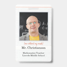 Foto docenten-ID-badge school, ik zonder mondkapje