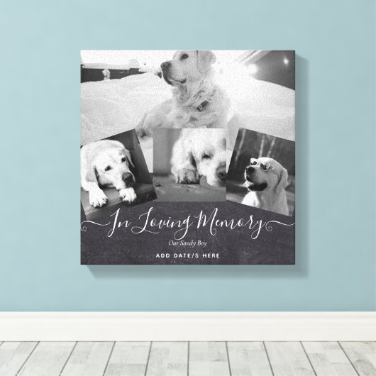 FOTO Dog Memorial Gift- Pet Loss Keepslag Collage Canvas Afdruk (Insitu (Houten vloer))