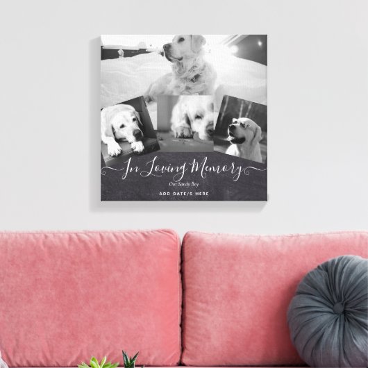 FOTO Dog Memorial Gift- Pet Loss Keepslag Collage Canvas Afdruk (Insitu (Woonkamer))
